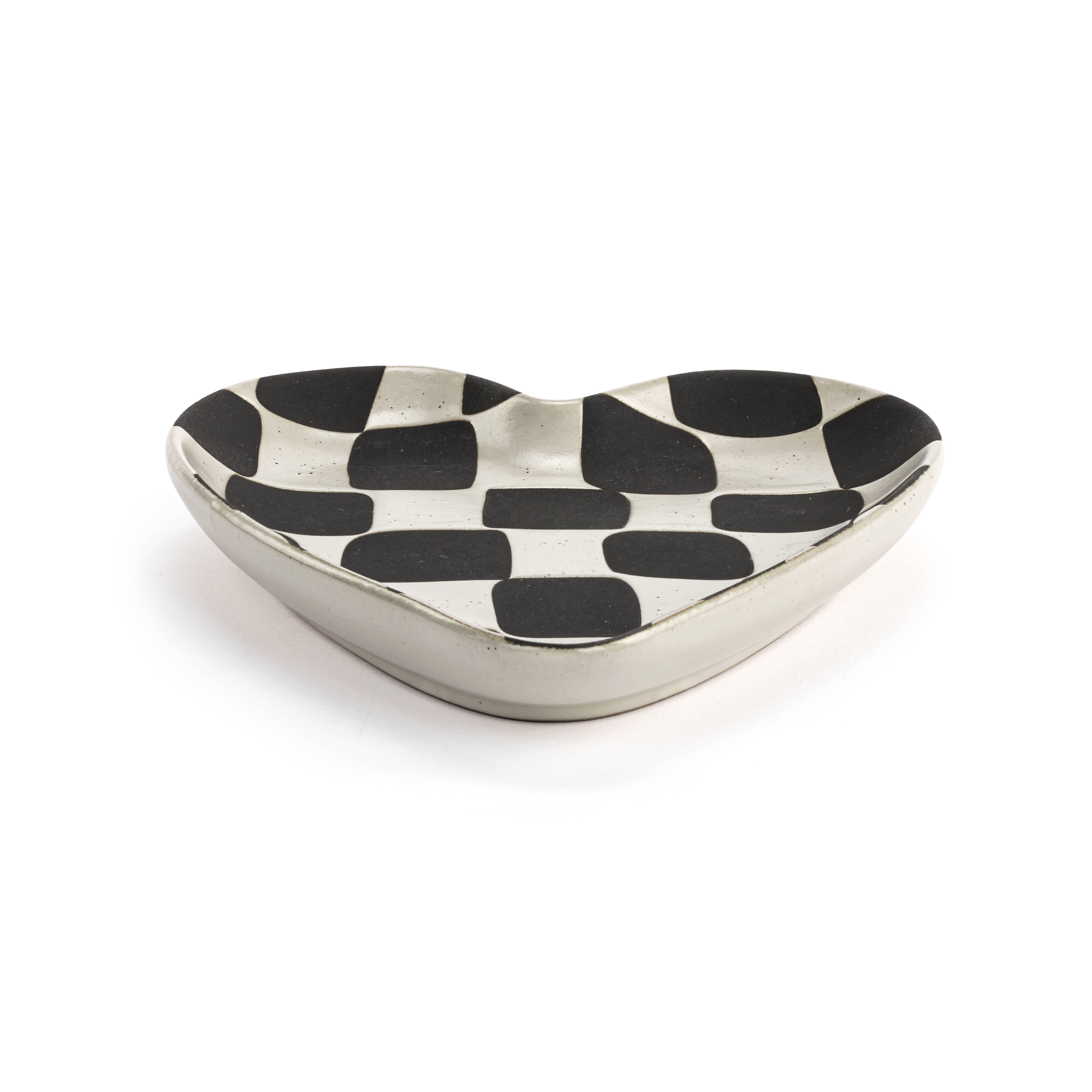Black White Checker Heart Shaped Spoon Rest - Thumbnail 3