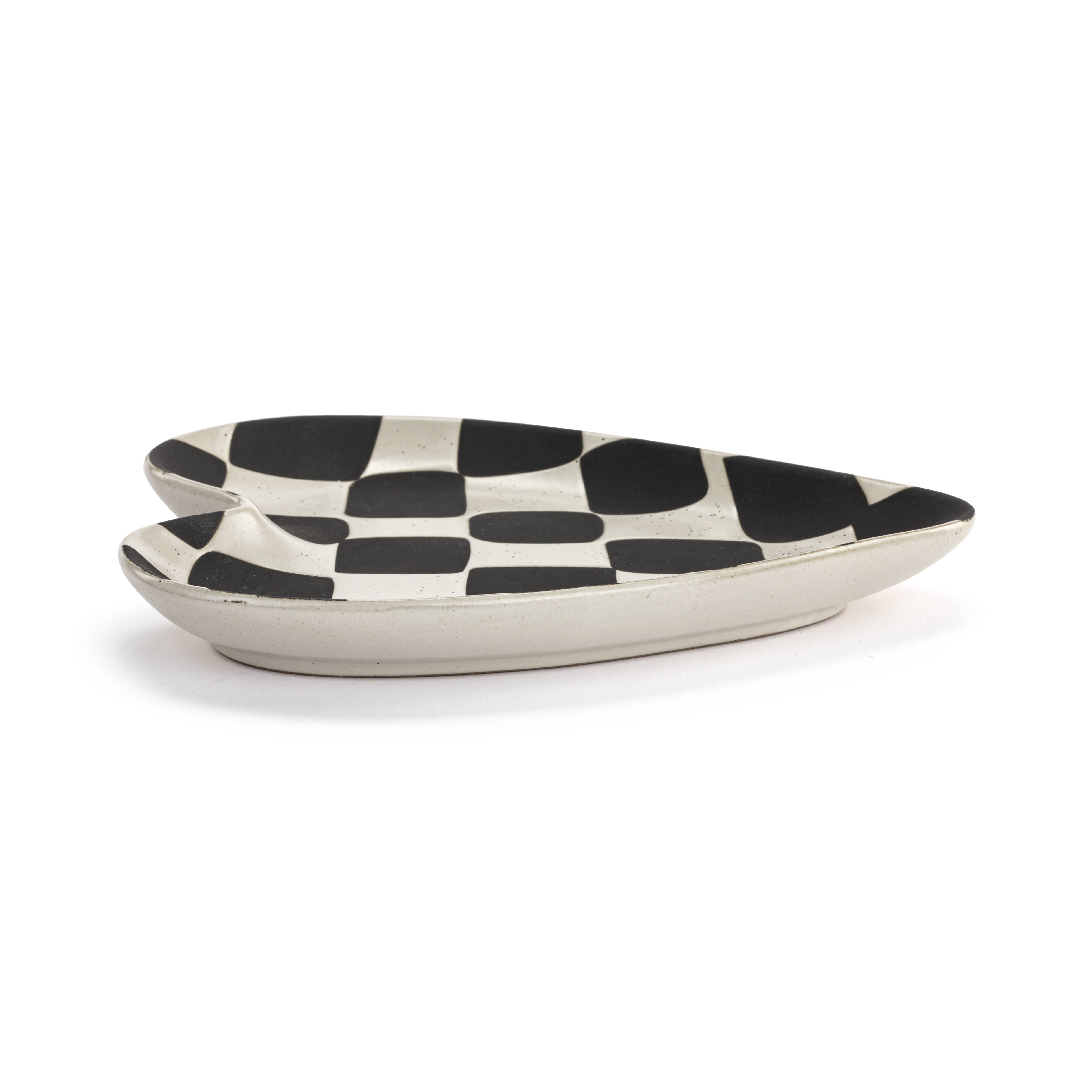 Black White Checker Heart Shaped Spoon Rest
